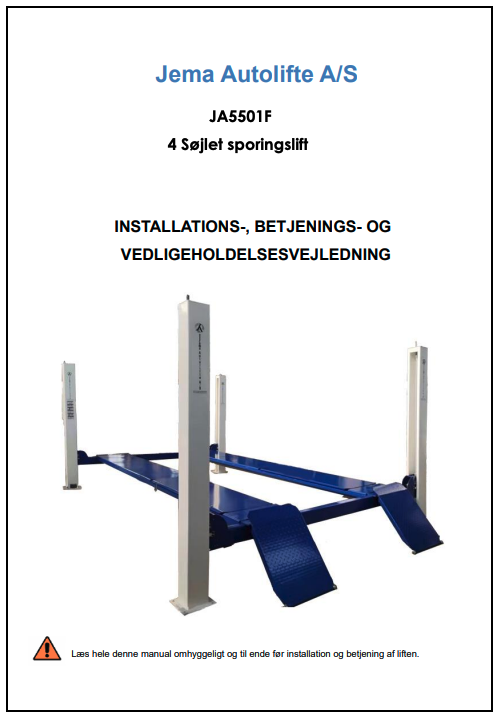 Levering af JA5500F autolift
